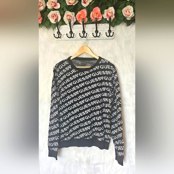 Guess Vintage Logo Knit Crewneck Sweater - Picture 1 of 5